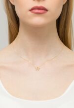 Pandantiv aur 14 K cu diamant 0.005 ct litera W 10x13 mm - Imagine 2