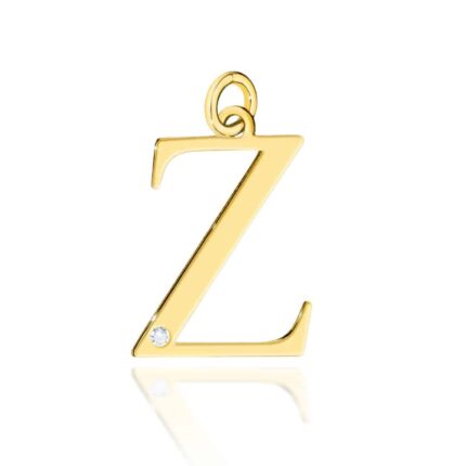 Pandantiv aur 14 K cu diamant 0.005 ct litera Z 20x15 mm