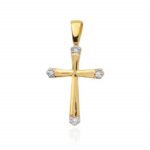 Pandantiv Cruce Aur 14K cu Diamante 0.02 ct