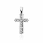 Pandantiv Cruce Aur 14K cu Diamante 0.03 ct - Imagine 3