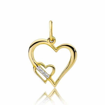 Pandantiv Inima Aur 14K cu Diamante 0.015 ct